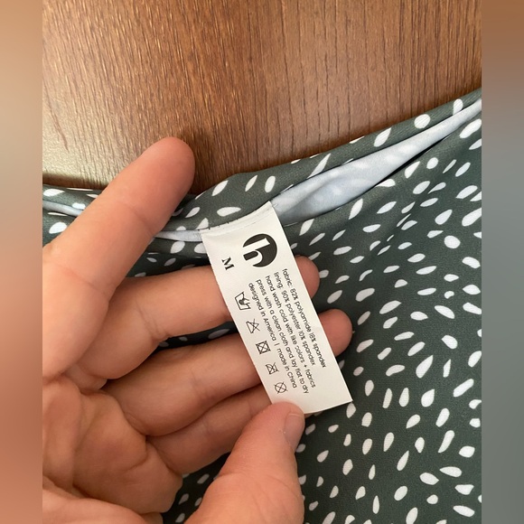 Elegant Green Polka Dot Swim Dress - Picture 3 of 6